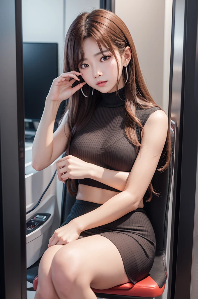 (of the highest quality、in 8K、Photorealsitic:1.4、Raw photography、超A high resolution:1.4、Top image quality: 1.4、absurderes, master piece, Ultra-detailed、A hyper-realistic)、An ultra - realstic face、high detailing、the golden ratio、Cinematic、foco nítido、(((1girl in、24 year old、Height 1.7 m、delicated face、Detailed written face、Beautiful Japan model、Small realistic face、Slender body:1.2、Realistic eyes with dark blown colors、drooing eyes , Real and sexy lips、real looking skin、Perfect Style、Smaller chest:1.4、thin waist:1.2、Small butt:1.4、Thin leg:1.2、long legged:1.1)))、long-haired beautiful light brown hair,、Eyebrows of the same color as the hair、Gorgeous long hair、I am very happy、Laugh、cheeks are flushed:1.5、Off Holder Shirt, (Crop T-shirt:1.5), (under the boobs), high-heels、thigh high boots、fashion-forward、Fashionable、 long pencil skirt、black bra, black thong, Photorealistic, Sexy, Female, Woman, Clothing, Realistic penis, Realistic pussy, (((fellatio))),Wet face,Licking penis、 pussy juice, wet inside thighs、ferllatio undertable, concept、(((all fours)))、open mouth、tongue out、cum, cum on face, facial, cum in mouth,cum on tongue,cum in pussy,cum in anal , panties pulled aside fuck
