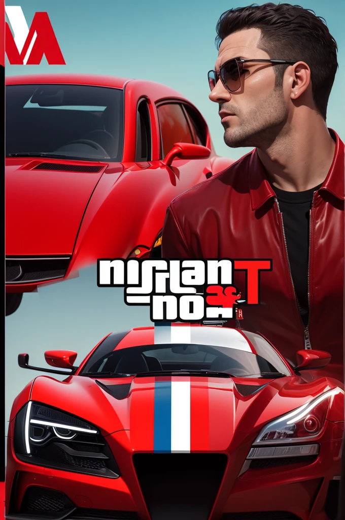 A profile photo with the letter M in the middle, half transparent with the GTA theme and in red colors