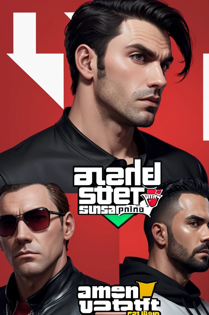 A profile photo with the letter M in the middle, half transparent with GTA theme and red colors