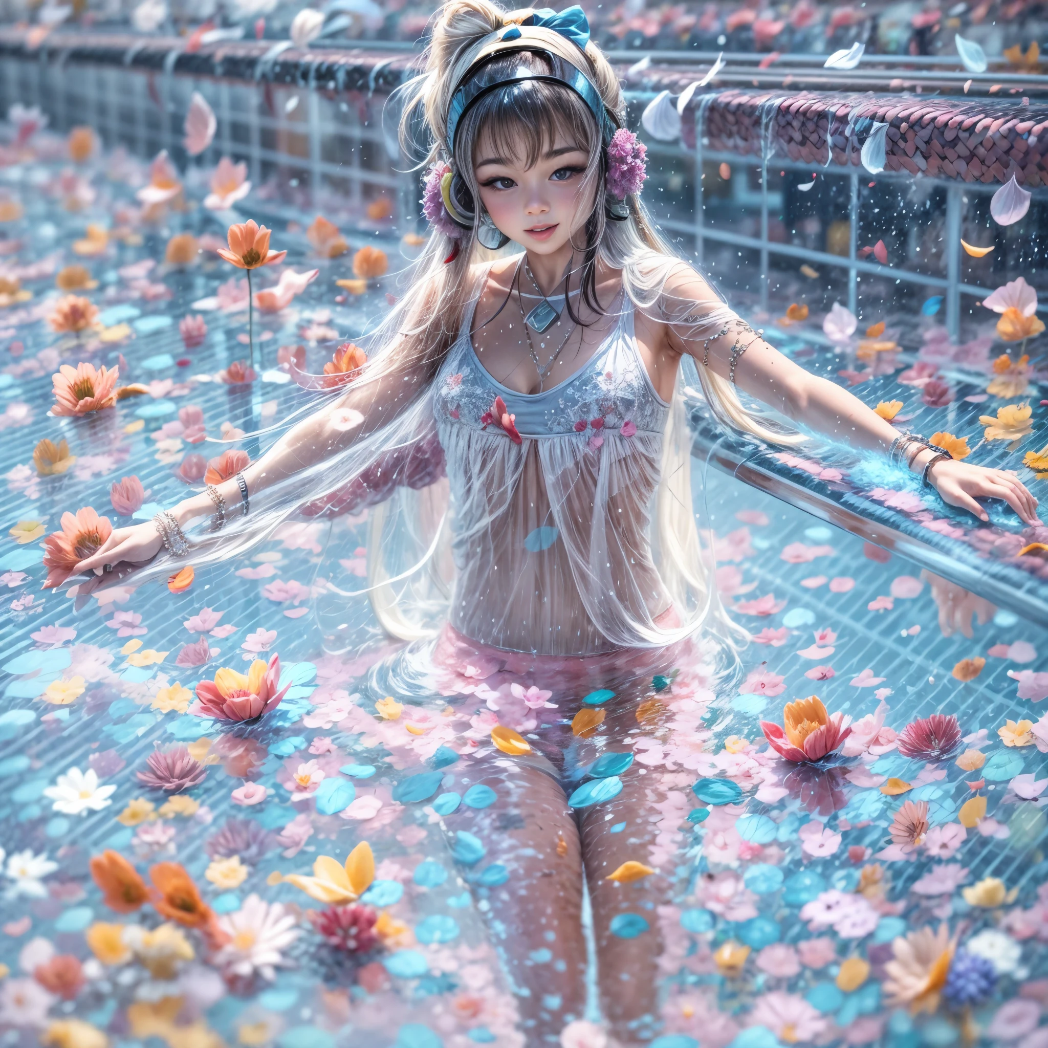 BloodRed, White in Pearly RainbowColors,ExtremelyDetailed(ProfessionalPhoto of Girl Floating in the Sky:1.37)ZoomLayer{Stunning|Mystic|GodRays|Haze}, 57th floor infinity pool in the urban forest. (Masterpiece 8K TopQuality:1.2)(ExtremelyDetailed NOGIZAKA face:1.37) ElaboratePupil with (SparklingHighlights:1.28) DoubleEyelids with Voluminous LongEyelashes PUNIPUNI RosyCheeks (Joyful Expressions LifeLike Rendering) MotionBlur  BREAK  (Acutance:0.77) PUNIPUNI Radiant Impeccable PearlSkin with Transparency White(Skinny SchoolSwimwear) {(HiddenHand)|((Corrected BabyLike Hand))} Whole Body Proportions and all limbs are Anatomically Accurate, {Carnation|Tulips|(Rose)} [FlowerWreath WrappedBody Full of Flowers Covering girl's body] {((Dazzling RainbowColorHorizon))|ColorfulSky|ColoredClouds|(Starly Particles)}(extra limbs:-1.4)(Not Detailed Face:-1.37)(Not Detailed Hand:-1.28), Drawing infinity pool reference to the rooftop of Marina Bay Sands