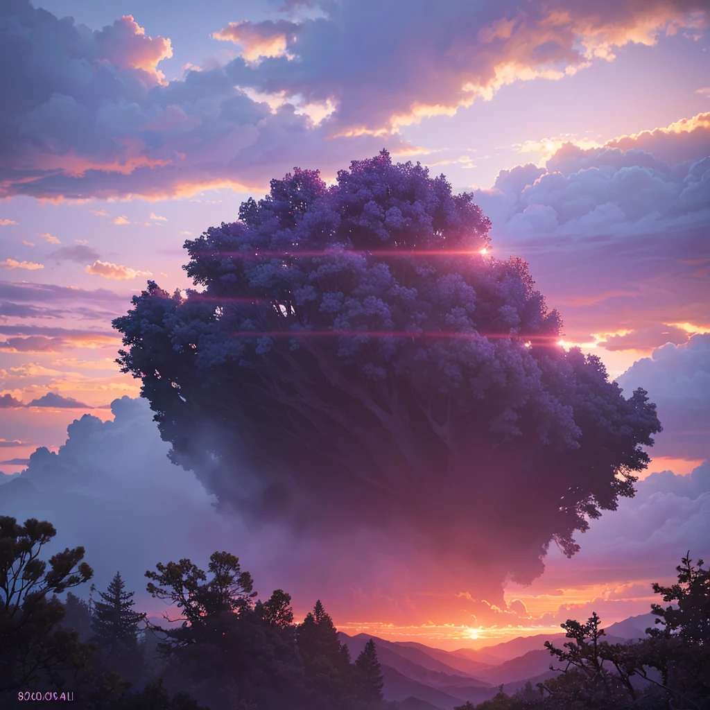 purple sunset sky, magical glowing clouds, mystical atmosphere, fantasy landscape, (best quality,4k,8k,highres,masterpiece:1.2),ultra-detailed,(realistic,photorealistic,photo-realistic:1.37),dramatic lighting, dramatic colors, cinematic composition, intricate details, vivid colors, ethereal, dreamlike, enchanting