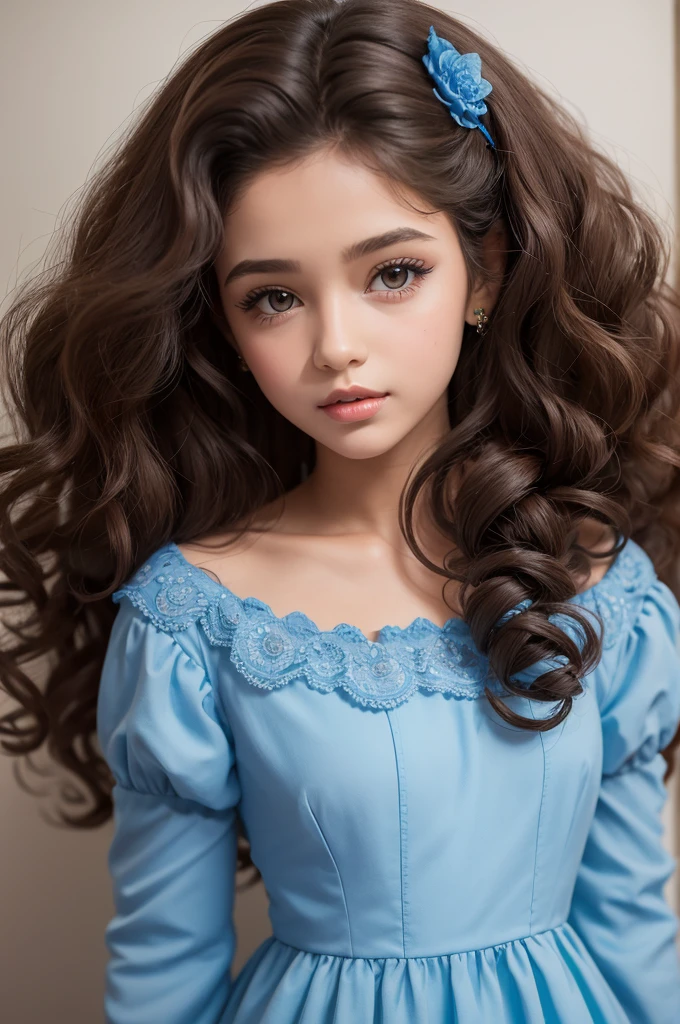 Caucasian brown curly hair tapered face Disney animation