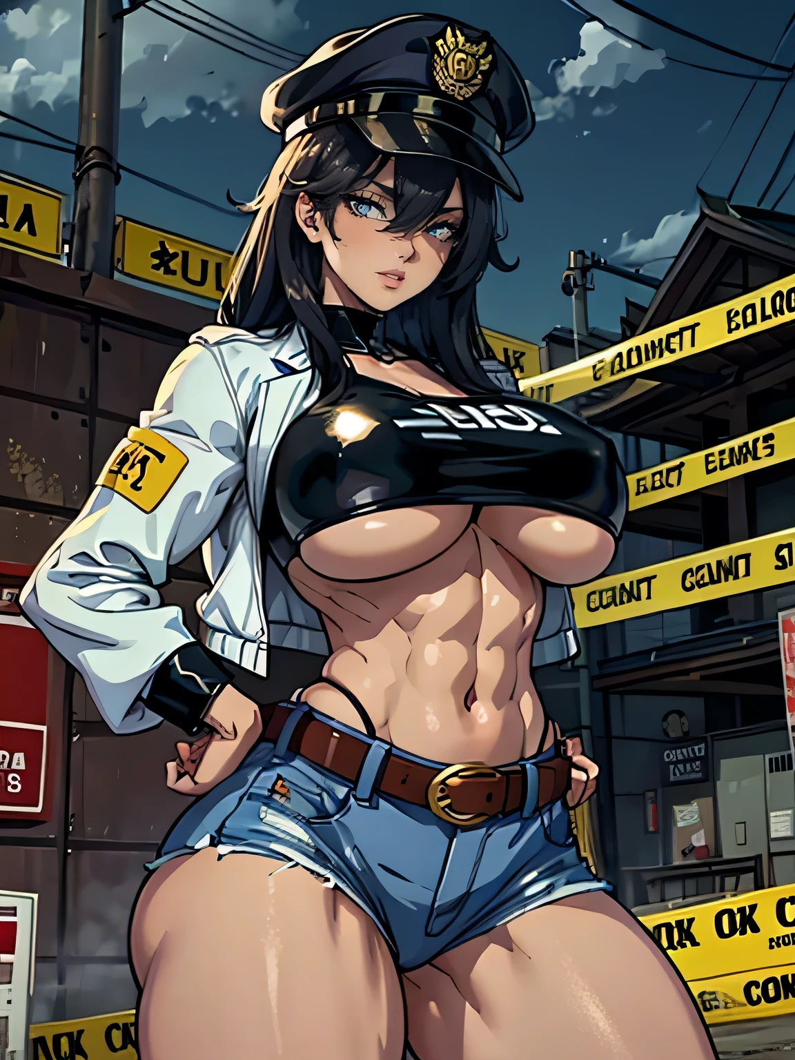 score_9, score_8_up, score_7_up, score_6_up, score_5_up, score_4_up, 1girl, 25yo model bombshell
BREAK (wearing black micro bikini top), ponytail, (long black hair:1.2, long tendrils:1.2), (big bright blue eyes, detailed eyes), (large breasts)
BREAK (close up shot:1.3), navel, view from front, facing viewer, closeup of face, seductive look, cleavage, pinup pose
BREAK neo tokyo well lit highrise building, filled with neon signs, well lit by red neon lights, translucid, bricks wall
BREAK official art, masterpiece, (anime, cel-shaded), source_painted_concept_art