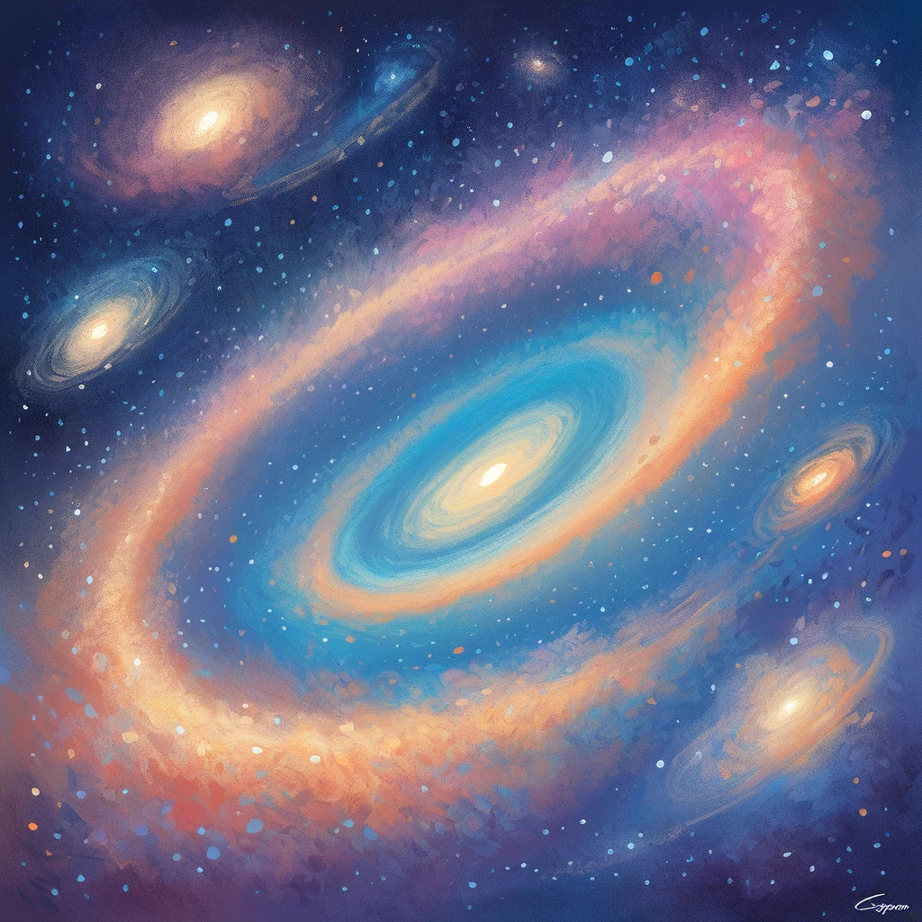 The cosmos stretching out into infinity in impressionism art style