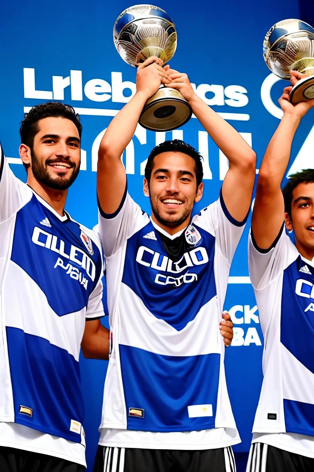 Colo Colo champion, adorned in their distinctive blue and white jerseys, triumphantly celebrating in front of a white backdrop, Copa Libertadores de América trophy in hand, Colo Colo meme, memes de Colo Colo

Or:

Colo Colo champion, gleefully smiling in their blue and white striped uniform, seated in front of a pristine white wall, Copa Libertadores de América trophy prominently displayed, Colo Colo meme, memes de Colo Colo

Or:

Colo Colo, etched in history as champions of the Copa Libertadores de América, proudly