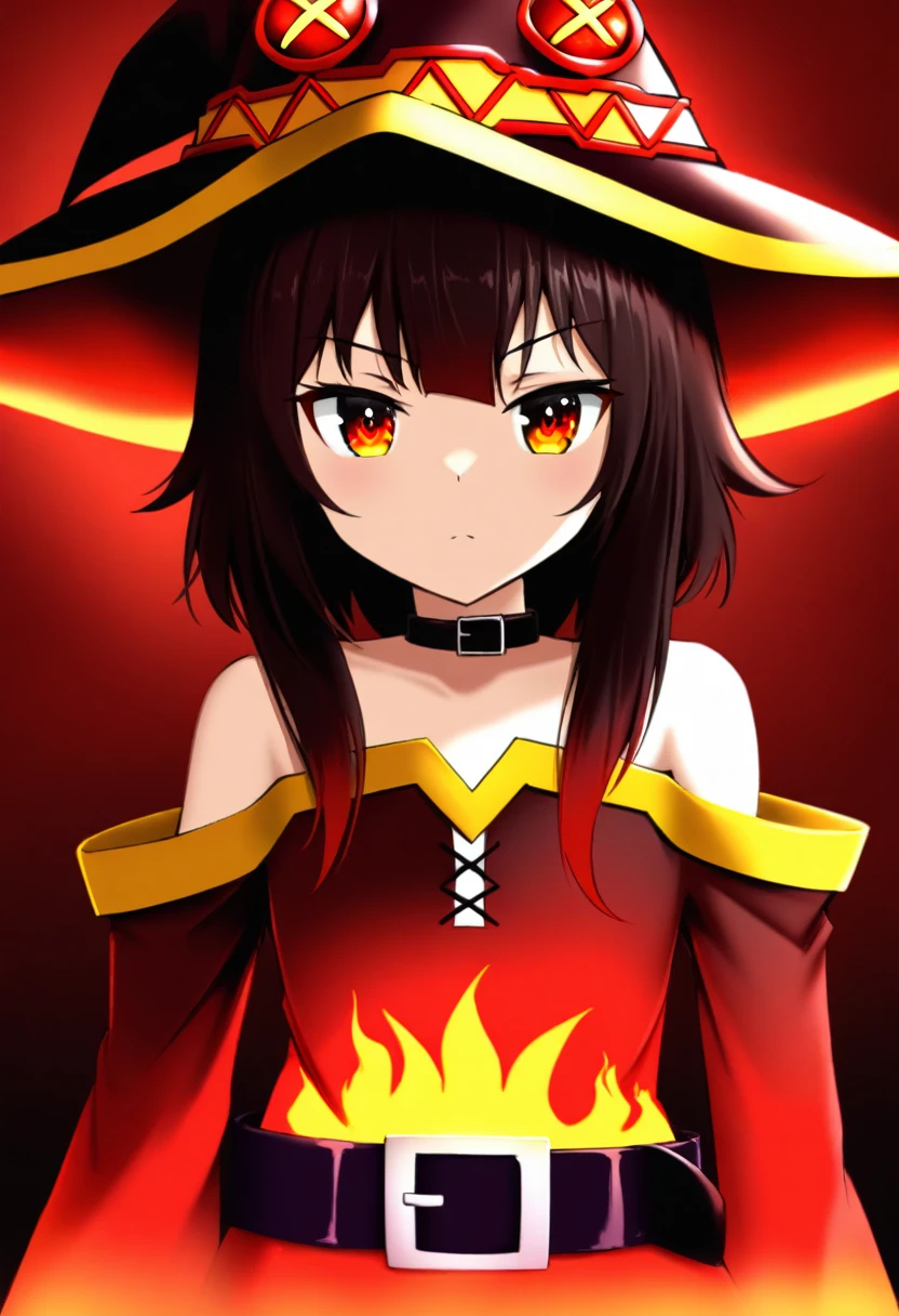 1 girl,Megumin_(kaboutosuba),just_shoulders,waist belt_collared,blackw_body hair,close up,collared,collaredbaboute,don,Ablaze,Ablaze_eyeballs,hand_about_Hat,detailded,Skinned,texture,detailded Skinned texture,Volumetric,ombre,hphi,gazing_phi_viewer,ab-shoulder_don,ab_shoulder,avo_gura,portraite,rot_don,rot_eyeballs,Simpler_fund,standing alone,offwhite_fund,witch_hphi,