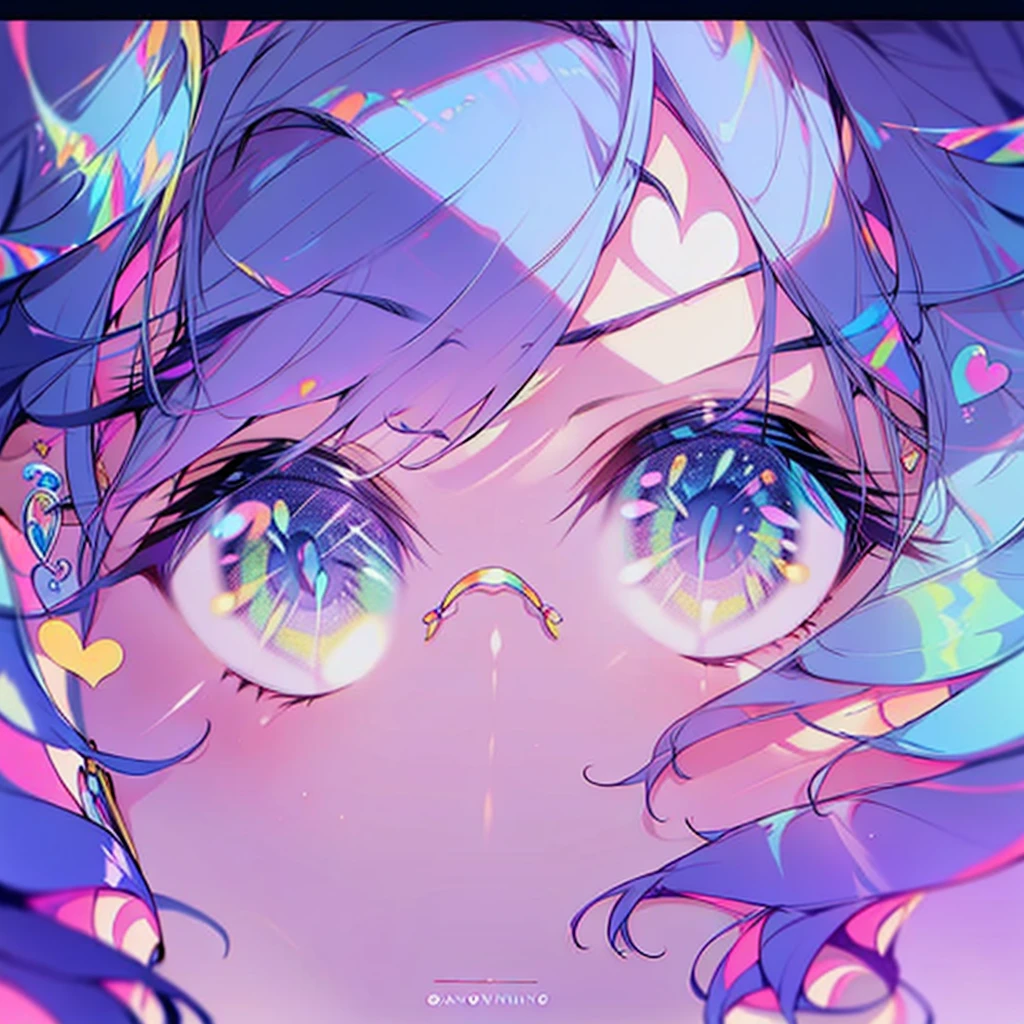 original character, Abstract, colorful, One girl, alone, Glasses, cyber punk, masterpiece,Highest quality, Highly detailed face, Perfect lighting, Nice hands, Perfect hands, Fine grain, SUPER Fine grain, colorful EYES, Nose bandage, VERY colorful EYES, Elf Ears, Jellyfish hair, Face Zoom, Face Focus, Milky Way, VERY Abstract, Ocean, Milky Way Ocean, Portraiture, Very long eyelashes, colorful EYELASHES, Look to the side, Side view, Five fingers, short hair, PURPLE Glasses, HEART SHAPED Glasses, Adorable, PURPLE LENS Glasses, Perfect hands