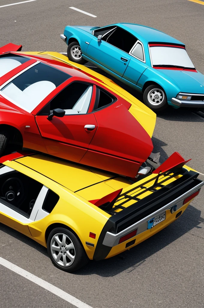 Cartoon: Two cars collide with each other.