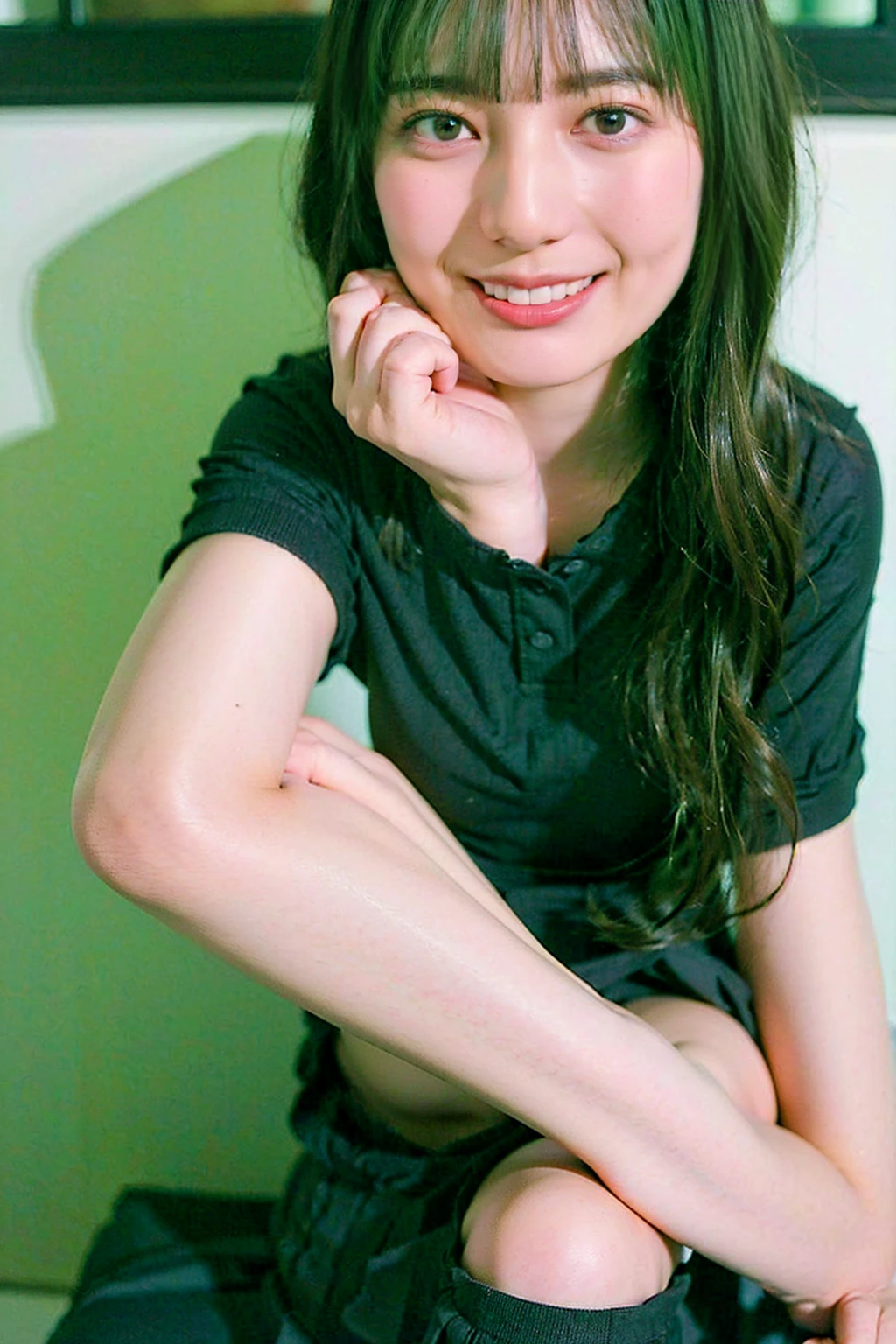 nsfw, lewd smile、(Realistic、Realistic:1.37)、(masterpiece)、(Highest quality:1.4)、(超A high resolution:1.2)、(RAW Photos:1.2)、(Sharp focus:1.3)、(stand:1.2)、(Realistic、Realistic)、smile、1 Girl、((Polo shirt、Girl in a skirt)、elegant、(Whole Body Ezbian:1.2)、(Polo shirtとGirl in a skirt:1.3)、Very cute Japanese girl、(かすかなsmile:1.3)、(Sit on a chair with your legs open:1.3)、Shooting from below、Beautiful and delicate eyes、 View your audience、Shooting from an up-angle、Secretly photographing underwear under a skirt、White panties:1.8
