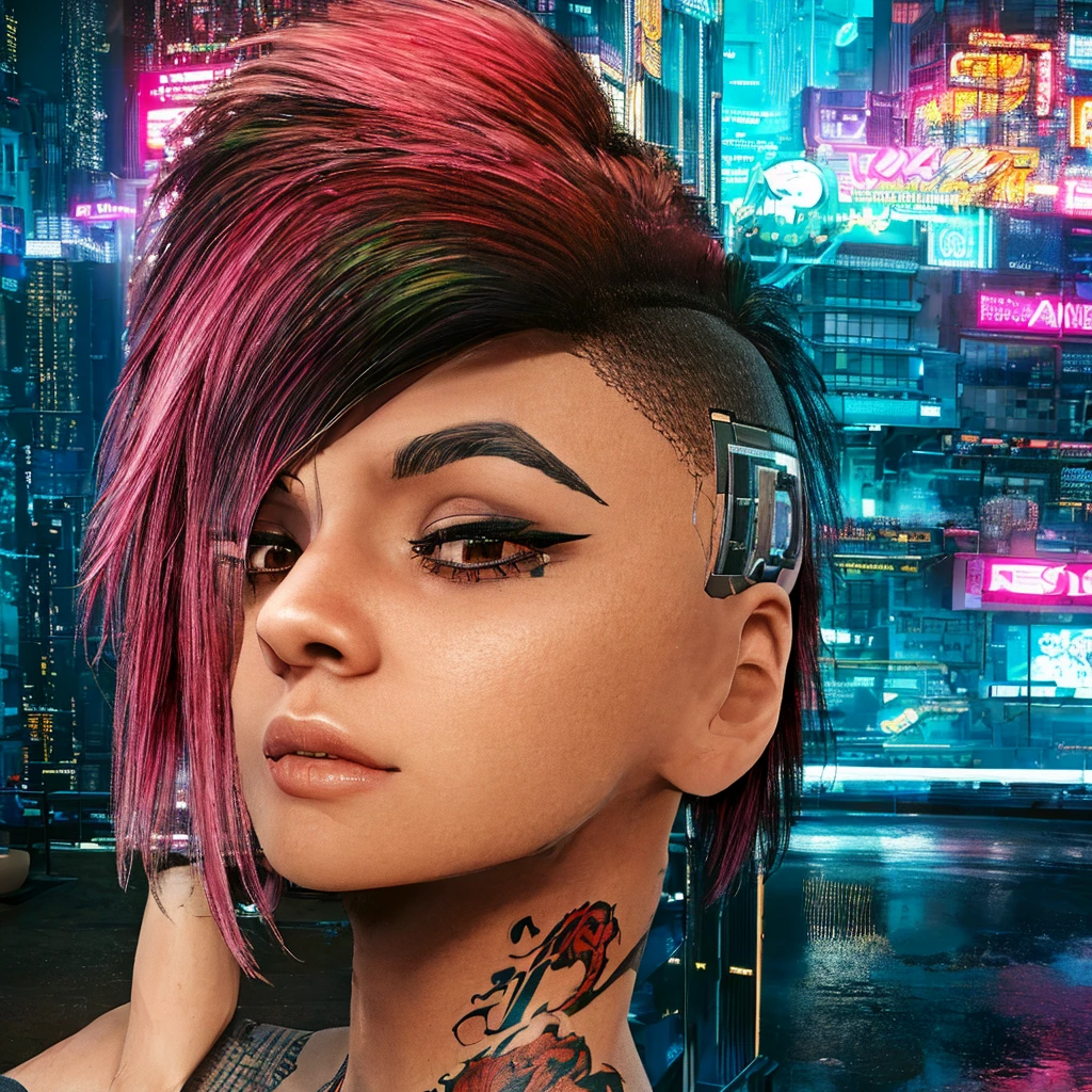 Here is a midjourney AI art prompt for Judy Álvarez in an anime cartoon style:
Judy Álvarez, a skilled braindance techie with black and white hair, wearing a black tank top, leather jacket, and shorts. She has tattoos on her arms and a determined expression. Judy is standing in front of a neon-lit Night City backdrop, with her signature braindance headset on. The art style is a vibrant anime-inspired cartoon, with sharp lines, bold colors, and a high level of detail. The resolution is 8K, resulting in an ultra-sharp, masterpiece-quality image that captures Judy's complex personality and the gritty, neon-soaked atmosphere of Night City.