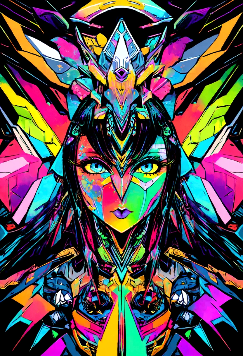 Futurism Native Futurism,Actress Priyanka Chopra plays high-class breast, Japanese war goddess, Sexy,Artistic Details,Cyberpunk Indian Mythology,Epic science fiction fantasy, Center,In the style of Nick Alm's fantastical futuristic fantasy works, dark prism, dark, Metal composition, Symmetrical layout, Rainbow Metallic , Unique nose, Vague,Colorful blood splatter, 引人注目的Metal composition, Symmetrical geometry, Unique nose, Gothic reference, With thick lines and black stripes,White,Red, Gold and Silver, Fantasy and Science Fiction Art, A detailed painting, ,Alex Alemanni and Carol Barker merge