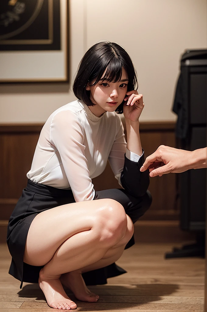 (8K、Raw photography、top-quality、masterpiece:1.2)、(realisitic、Photorealsitic:1.37)、ultra-detailliert、超A high resolution、Only one 12 year old girl、see the beholder、beautifull detailed face、A smile、There are dark spots under the eyes、lightly blushed face、Beautiful face、unclear、Constriction、(Slim waist:1.3)、Hair strands、Ribbons in the hair、(Very short hair:1.5)、Beautiful detailed skin、Skin Texture、floated hair、profetional lighting、Moist eyes、,NSFW,The pubic area is detailed、fullnude、Cute junior high school student、 Face like an idol、On the train、 Trem lotado、Being raped、molesting、Several men、(Having sex with an old man in a suit from the side:1.8)、(Open your mouth wide and saliva drips from the tip of your tongue :1.5)、Oblique side view、(((tmasterpiece))), ((best qualtiy)), ((intricate detailes)), ((超realisiticなリアリズム)), The nipple is visible、pull up nipples、Eyes open、(mouth wide open and sticking out tongue:1.5)、Shyness、surprised expression、anguished expression、Spread your legs apart、Opening legs、Spread your、You can clearly see the depths of your pussy.、The clitoris is visible、expand pussy、hold a man's cock in your hand、
