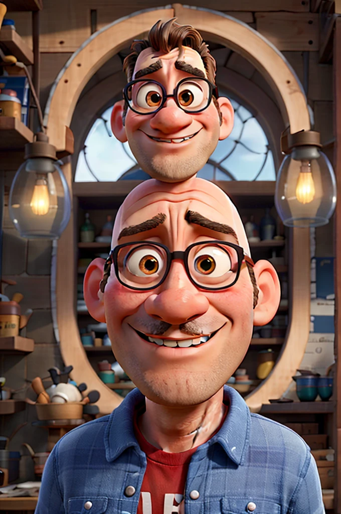 A bald man in Disney Pixar style, high qualiy, best qualityer