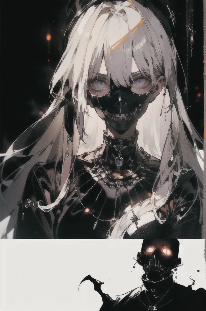 (masterpiece, Highest quality), (One Woman), (Surreal:1.6), (sharp), (8K resolution), (Cinema Lighting), color: Dark and gloomy, (Ghostly), (intense expression), (Spooky atmosphere), (Cartoon-like atmosphere),(Grainy), (Dramatic Shadows), (Dynamic pose), (an ominous雰囲気), (artistically renのred), (an ominous), (Enchanting), (Gothic), (Mysterious Setinodi Color Palette), (Skillfully drawn), (Feelings of anxiety), (intricate のtailing), (an ominous smile), (an ominous), (Enchanting eyes), (Horror elements), (Enchanting composition), (Impressive anatomy),(Striking contrast), (an ominous mood), (Exquisite craftsmanship), (Nuns), classic Nuns wear, (黄colorい目:1.5), Colored Glasses