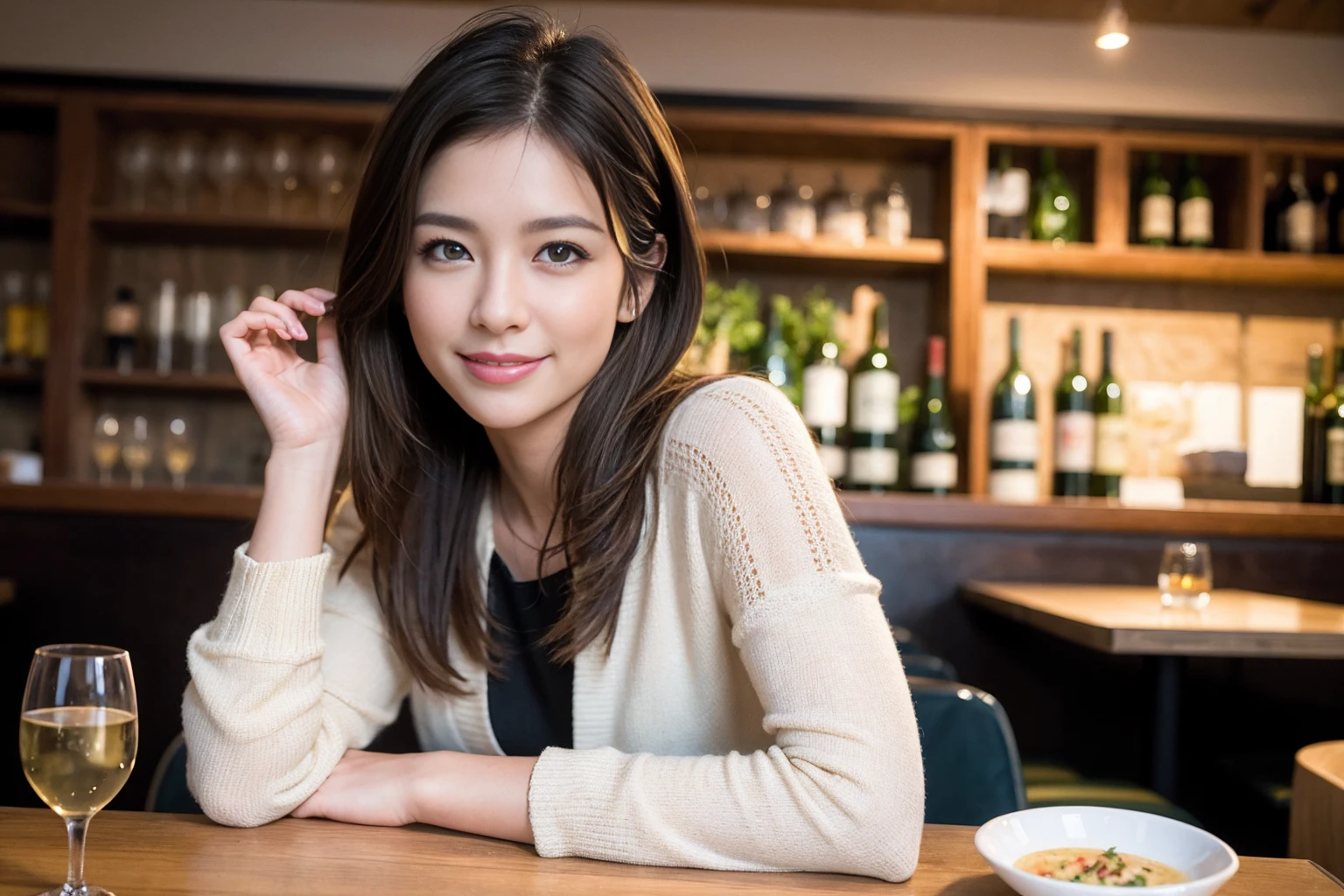 ((Highest quality、8K、masterpiece:1.3))、slimカップル、modelカップル、(Realistic, Intricate details:1.2), full-course dinner、Wine Party、Amazing view of the sunset sky and clouds、A bright smile、The wonderfulness of smile、Bright image、The beauty of wine, Beautiful Face, blue eyes, The light shines on your face, Blushing, short hair,Bright Face、 (Age 37), 39 years old, red wine 、Appetizers、Italian food、Wine bottle、Champagne、sparkling wine、Two beauties、Brown Hair、Shortcuts、Long sleeve shirt、dress、Beautiful woman 1, (slimな顔), (The body is slim), (Brown Hair), (Shortcuts), cheeks turn a little red,Attractive beauty、restaurant, In a prominent place (From the waist up) Nova Frog Style, actress, model, Upper Body, White wine, slim, wine glass, 中央に置かれたwine glass, smile, (smile: 1.15), Beautiful fine grain, Depth f/2,saturation, High Contrast, Strong light and shadow,Moist Body:1.5、3D texture、Delicate eyes、Brown Hair、The hair is very shiny、