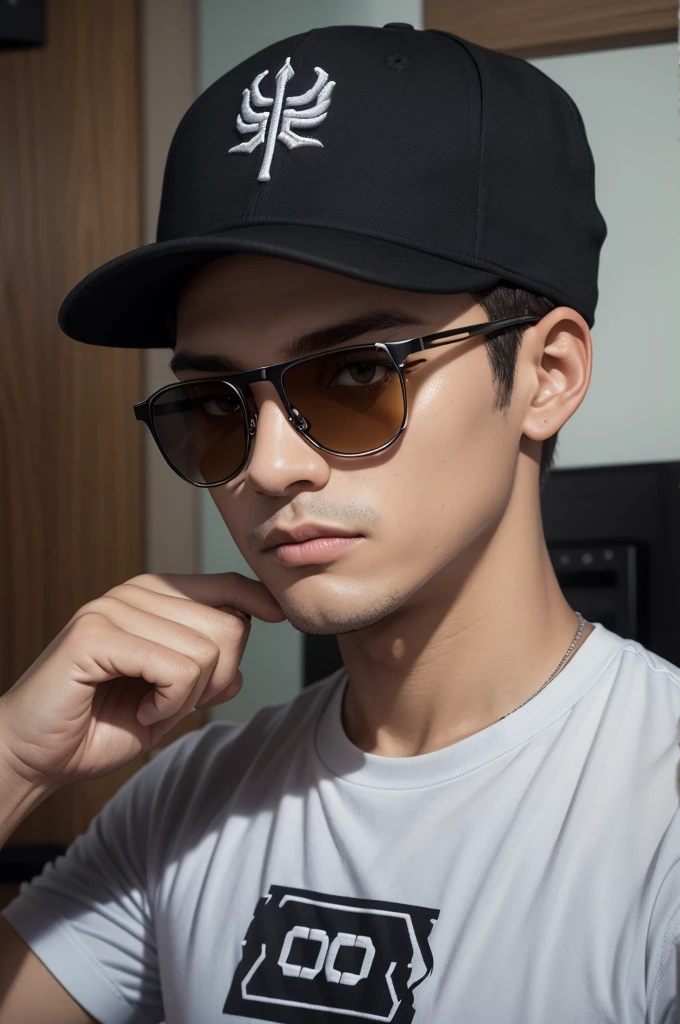 Crie um noob do roblox com uma coroa,cool glasses and a backwards cap