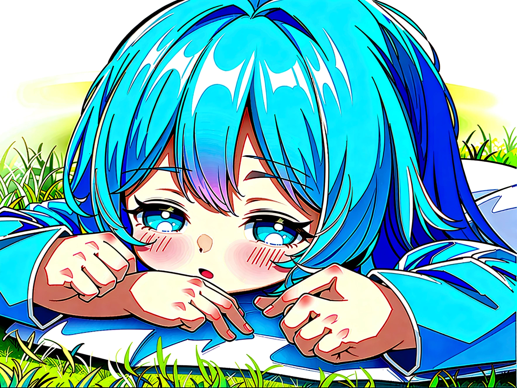 Blue Hair,1.3M,Girl,Close your eyes,Lie in the grass