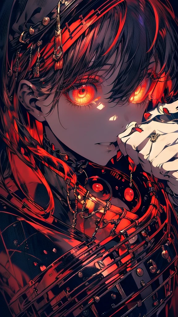 (masterpiece, Highest quality), (One Woman), (Surreal:1.6), (sharp), (8K resolution), (Cinema Lighting), color: Dark and gloomy, (Ghostly), (intense expression), (Spooky atmosphere), (Cartoon-like atmosphere),(Grainy), (Dramatic Shadows), (Dynamic pose), (an ominous雰囲気), (artistically renのred), (an ominous), (Enchanting), (Gothic), (Mysterious Setinodi Color Palette), (Skillfully drawn), (Feelings of anxiety), (intricate のtailing), (an ominous smile), (an ominous), (Enchanting eyes), (Horror elements), (Enchanting composition), (Impressive anatomy),(Striking contrast), (an ominous mood), (Exquisite craftsmanship), (Nuns), classic Nuns wear, (黄colorい目:1.5), Colored Glasses