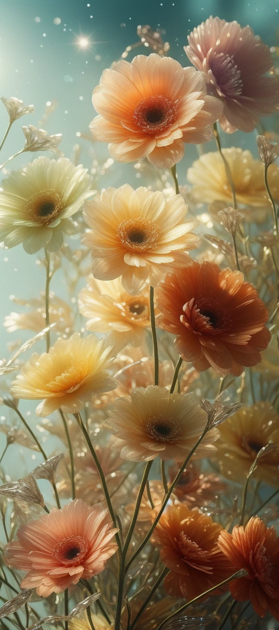 Crystal Fantasy, Gerbera, Full Color, To-up, Neon, Crystal Wing soars in the air,
Fantasy, Galaxy, Transparent, Shallow Field Depth, Jade Bokeh, Shimmer, Shimmer, Wonderful, Colorful,
Magic photography, dramatic lighting, photorealism, ultra detail, 4K, freedom, high resolution