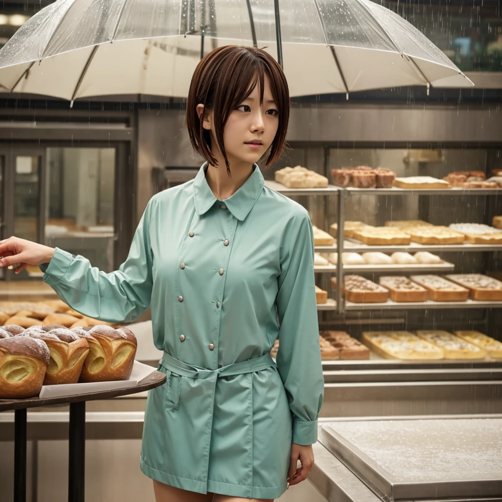 Yuno from beastars in rain-wet  (bakery)