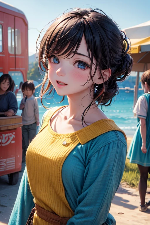 creates an image with the emotions of the playful, joy and sadness in a setting with their corresponding colors, uhd, retina, masterpiece, accurate, anatomically correct, textured skin, super detail, high details, high quality, best quality, highres, 1080P