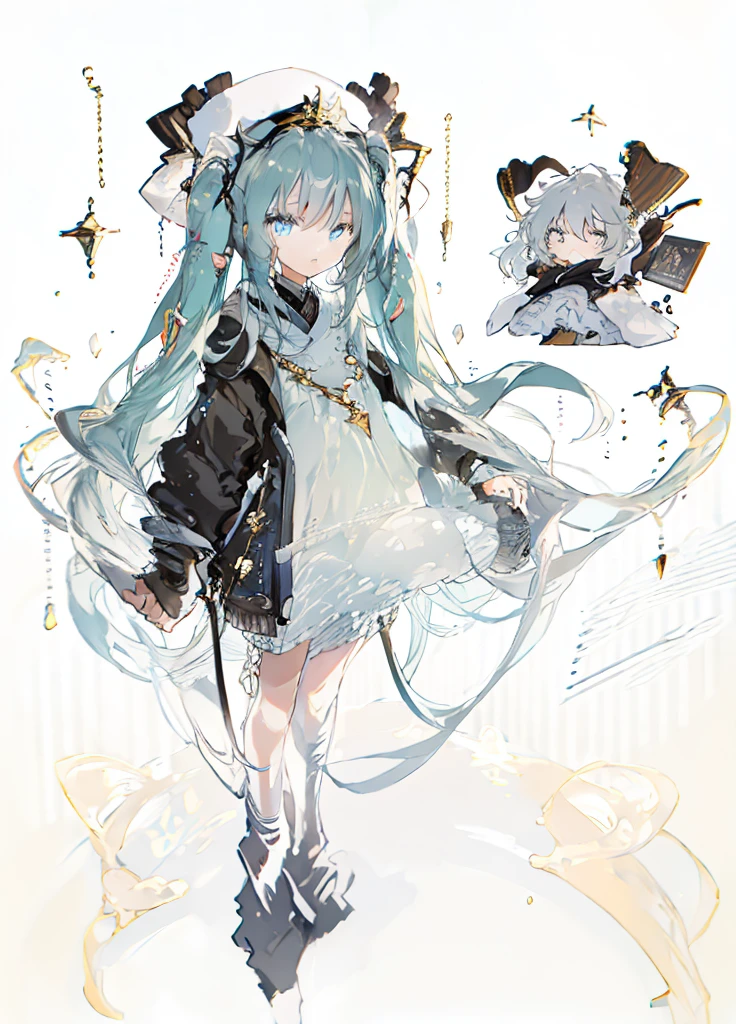 A girl,(Standing picture),(whole body),Character Design,Long hair,Fashion Design,Complex headdress,Complex clothes,cute,Everyday wear