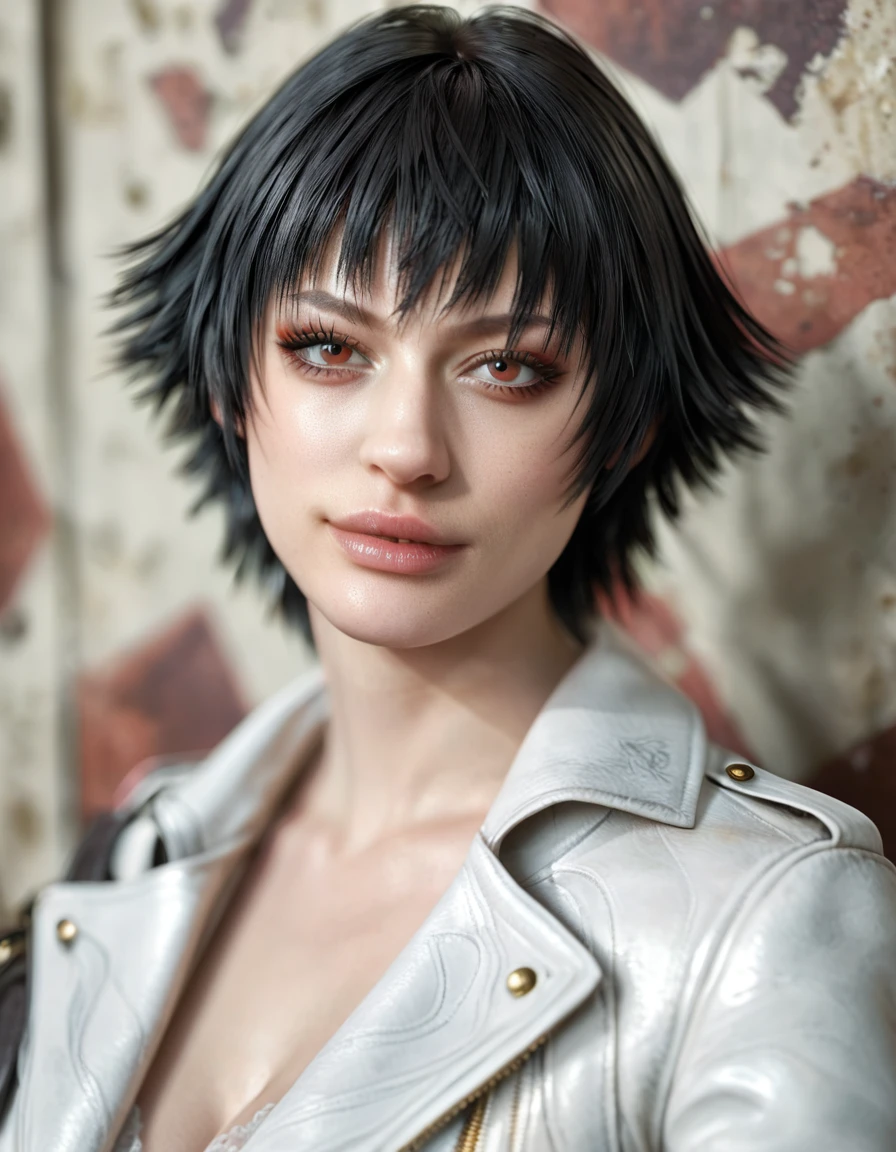 (best quality:1.2), lady (from devil may cry 5:1.1), white jacket, perfect face, portrait
