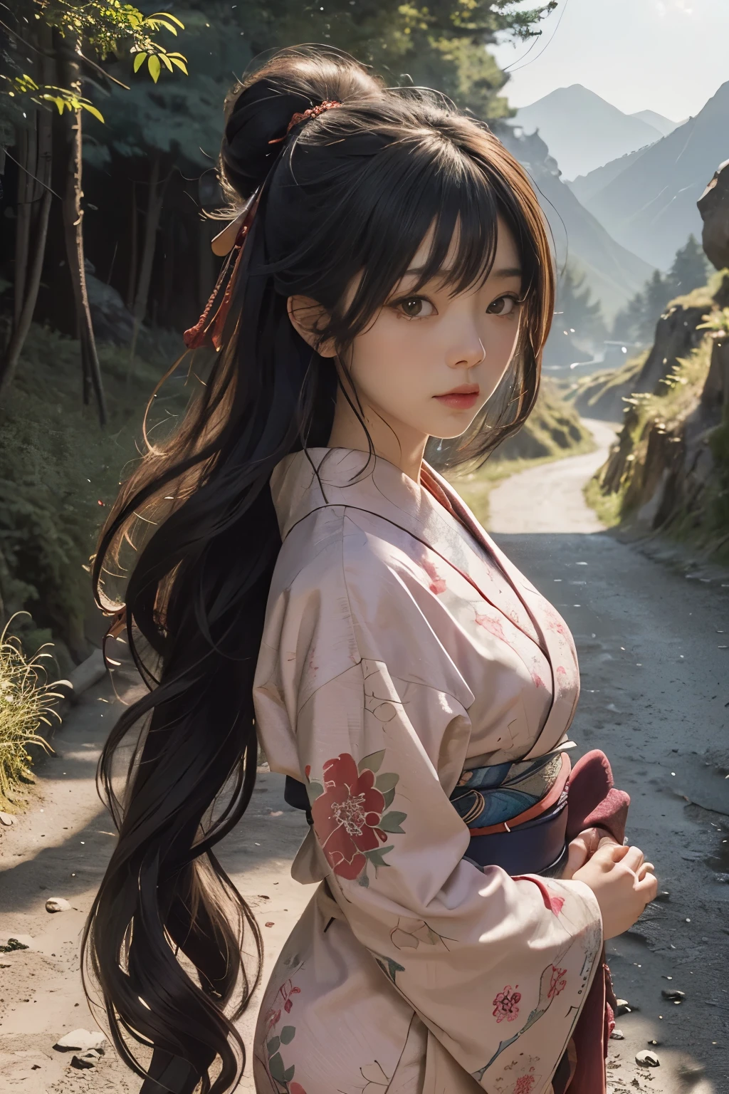 Beautiful,Junko Ishihara,Over Amagi,Prostitute,or period,Years falls,Flame of Love,Disheveled Japanese clothing,In the mountains,The twists and turns of the deep mountains,Flames of Passion,Mature women in their thirties,A devoted beauty,Disheveled Hair,Disheveled outfit,A half-crazed woman obsessed with love,Disheveled, thin kimono,thin yukata,A distraught yukata wearer,Female Artist,Narrow eyes,Single-minded gaze,or period,Unpaved mountain roads,the dark forest,Unpaved road,promenade,Mountain trail,Dirt Road,When the road wasn't paved yet,Old mountain path,ground road,carriage,rickshaw,She's wearing light clothing and her chest is exposed.,Beautiful Mature Woman,Her chest is open, exposing her beautiful nipples.,A narrow path leading uphill,A lightly dressed kimono that is slightly disheveled,No cars, only horses and rickshaws,A narrow road just wide enough for one person to pass through々A path through a dark mountain forest covered with snow,Steep dirt road,Dirt-stained area around the feet,Climbing dangerous mountain trails,Animal trail,Unpaved road,Paths for wild boars, etc.,Extremely small and flat chest,Beautiful nipples,The face of a virtuous angel with many good experiences,A beautiful face like a legendary celestial maiden,Unpaved mountain road,Indigo yukata,Wearing cute wooden women's can,No baggage,Holding a single flower,On the ground in the mountains,in the forest,A tall peak in the distance々,A thin yukata,Beautiful nipples,Beauty,The length of the yukata is long,Face close-up,promenade,Kemono Road,All gravel roads,All off-road,Dark Night Road,Moonlight only,Are thin,Leaner figure,A slender beauty with an unfortunate past,Dark night road in the forest,One straight road,Hanni in New Jeans,off road,Private roads,animal trail,Lonely mountain path in the forest,far and near method,Out of focus background,off road walking,Small breasts,Flat Bust,A soft smile,Off-road in the dark mountains with only moonlight,Midnight,Pitch black night road,