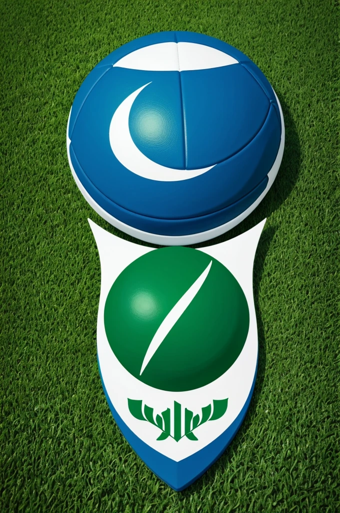 Create the logo of the  community football league of the Alberto Adriani municipality that contains the color green and blue 