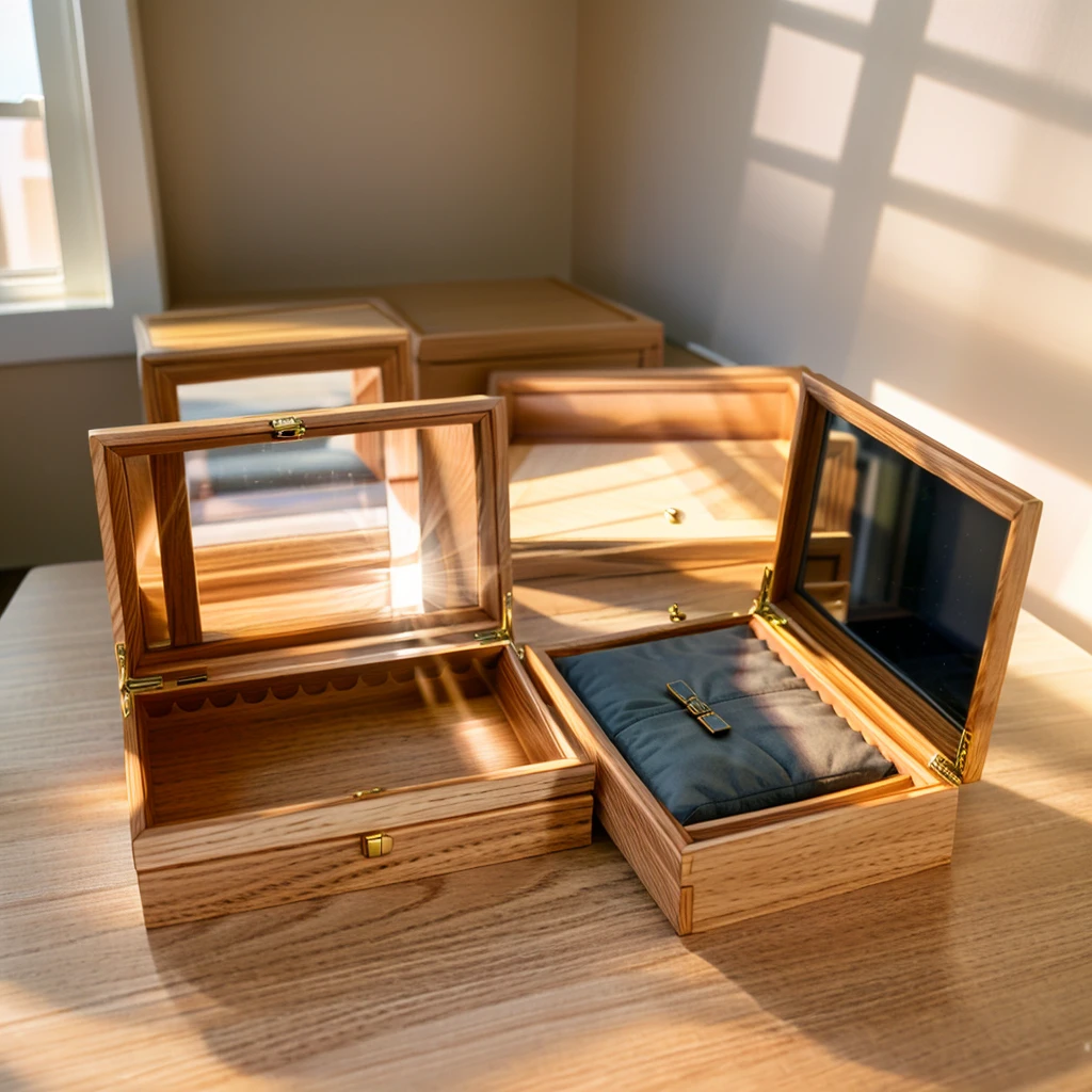 In this cozy room,A ray of sunlight shone through the half-drawn curtains on the table,Let the wood grain on the watch storage box shine with a faint luster。There was a calm and peaceful atmosphere in the air around them。There are several still lifes hanging on the walls of the room,It adds a touch of elegance to the space。And on the other side of the room,The half-open window lets in the breeze,The pages on the small desk by the window turned in the wind,This quiet scene gives a sense of tranquility and comfort。Soft sunlight falls on the box,Make its surface appear faintly shadowed。These shades make the texture of the box richer,More three-dimensional。The shadow of the box contrasts sharply with its surroundings,It also shows the delicacy and texture of the watch storage box。