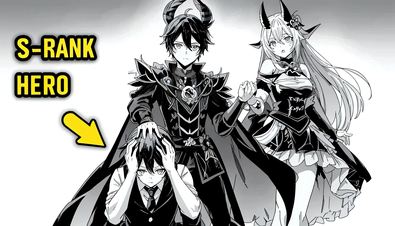 anime characters dressed in black and white with a yellow arrow pointing to them, black and white manga comic, black and white manga, black and white manga panel, isekai manga panel, black and white manga style, genshin impact character, video game genshin impact, genshin, shadowverse style, black and white manga page, award winning manga style