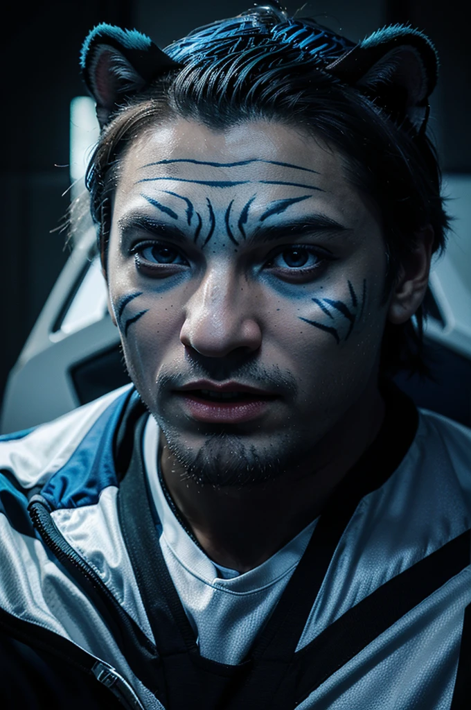 Make a logo with a roaring blue tiger icon and the words JAVA ESPORT