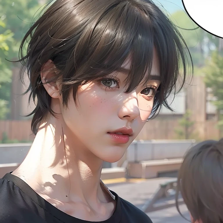 ((masters))、((top-quality))、ultra-detailed CG unity 8k Wallpaper、Incredibly delicate and handsome illustrations、floating、hight resolution、((1boy in))、brown-eyed, brown haired, pink lips, photo realistic, boy, low cut hair