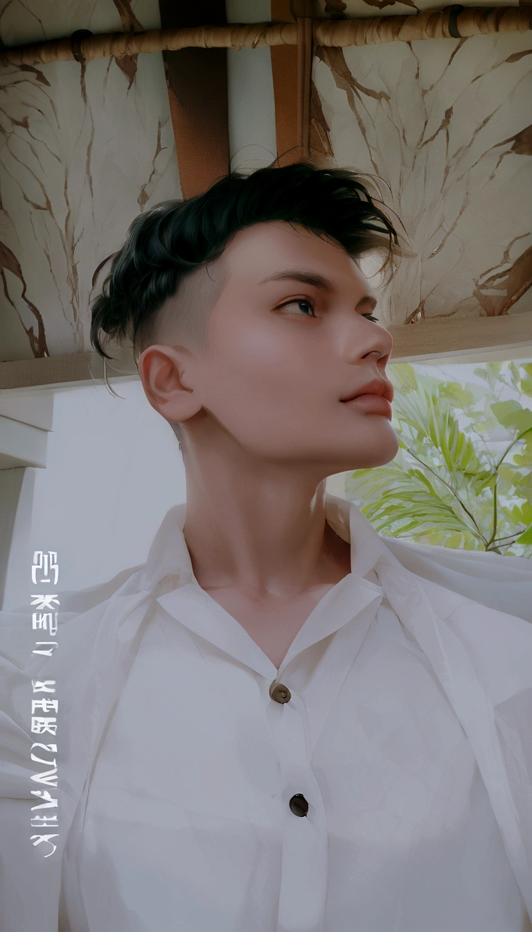 Boy with coffee futuristic background realisti
c face sk ultra high quality hd