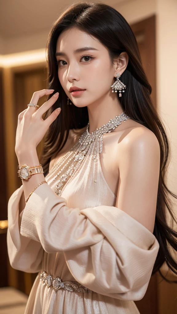 Appropriate accessories：Choose some exquisite accessories，Like diamond earrings、Metal bracelet or luxury watch。Don’t overdo the accessories，One or two pieces are enough to add the finishing touch。