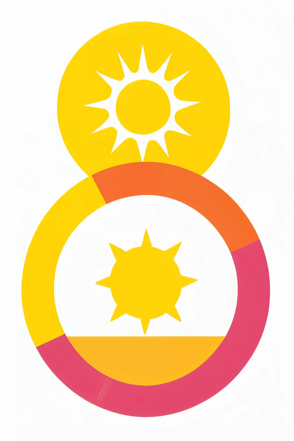 Draw a logo with a white background in 2D. With a colorful sun and some children playing. Have some words that say little ones nursery in light colors
