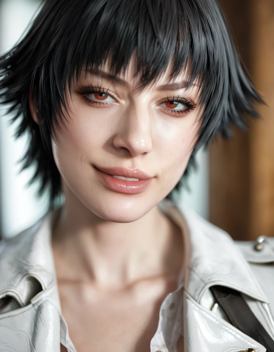 rating_explicit, (best quality:1.2), lady (from devil may cry 5:1.1), white jacket, perfect face, portrait, perfect face, naughty face
