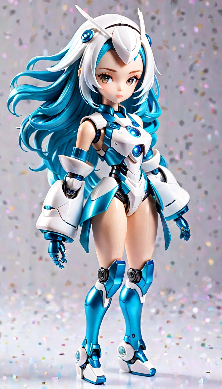 (Blind box toy styles:1.2),whole body, Solitary,White background,(The future of robot women,Beautiful girl's face ,Stand on a circular base,Red Rose Transparent Dress, High heel),(Oriental elements, colorful),3d