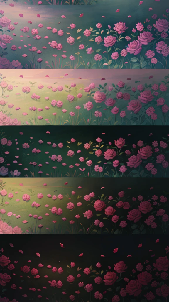 The original，（Implications：1.1），（Best quality），（masterpiece：1.1），（Extremely detailed CG unity 8k wallpaper），（One color：1.2），Rose bushes，Rose petal，