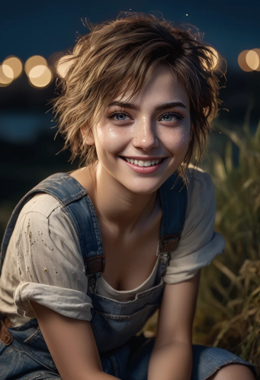 fairy grin,intricate details,pretty,natural skin texture, hyper realism,extremely detailed,elegant,8k resolution,faded,minimal palette color, realistic render,on knees,tomboy,extremely detailed, [night landscape],masterpiece,intricate details,faded,eyes extremely detailed, high detailed eyes,4k resolution,RAW, Nikon Z9
