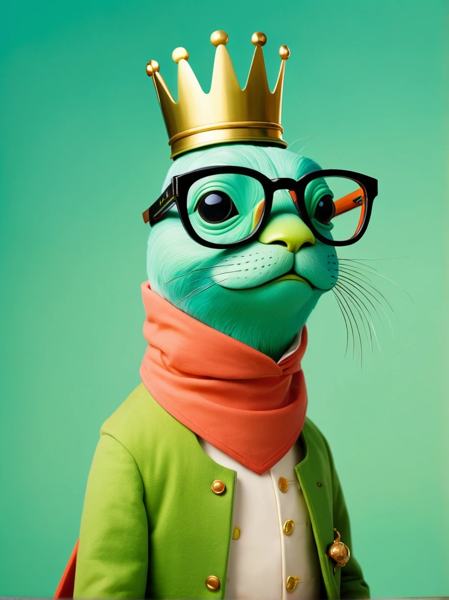 Frog prince wearing oversized glasses, oliver jeffers (Oliver Jeffers) Stylized cartoon creatures