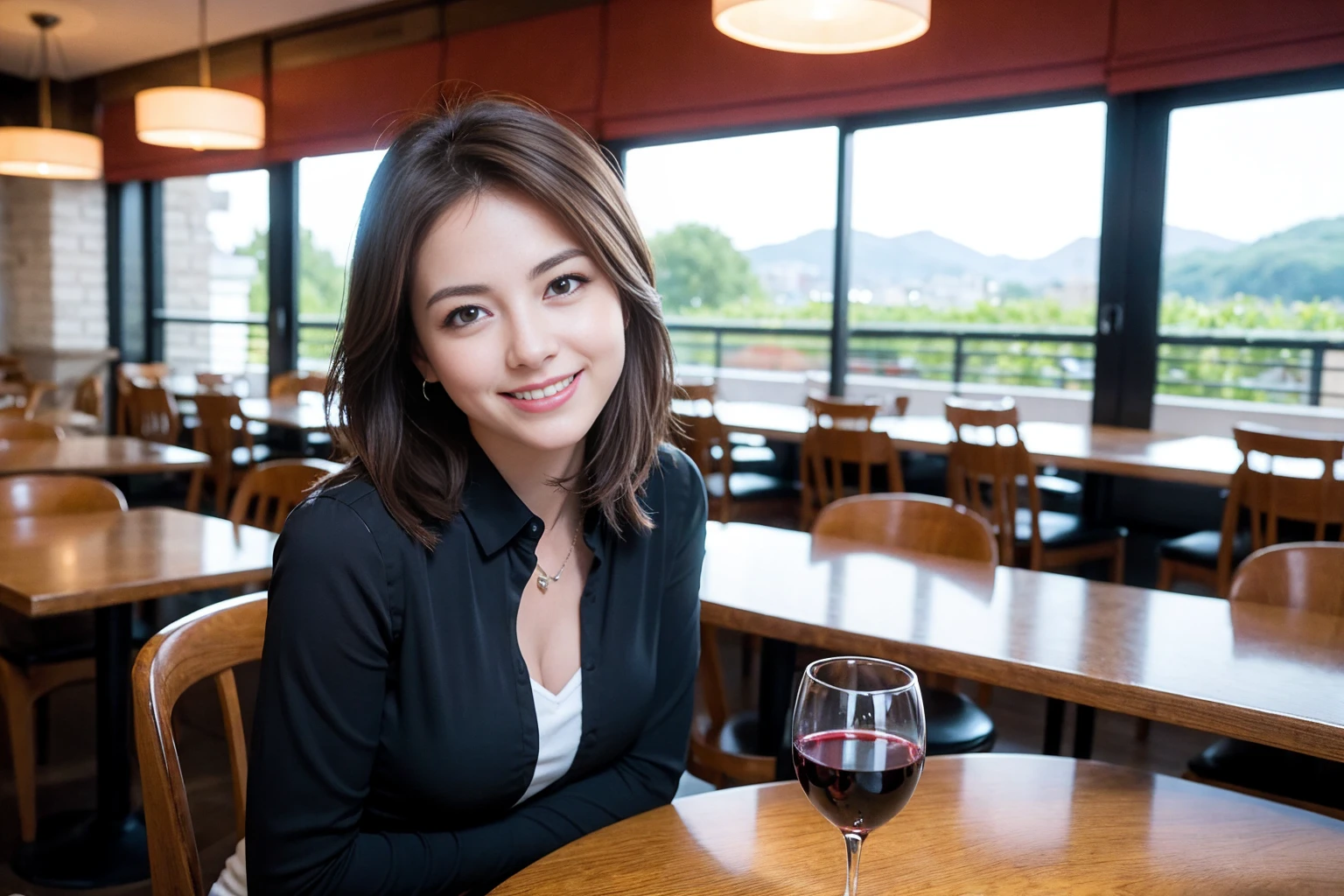 ((Highest quality、8K、masterpiece:1.3))、slimカップル、modelカップル、(Realistic, Intricate details:1.2), full-course dinner、Wine Party、Amazing view of the sunset sky and clouds、A bright smile、The wonderfulness of smile、Bright image、The beauty of wine, Beautiful Face, blue eyes, The light shines on your face, Blushing, short hair,Bright Face、 (Age 37), 39 years old, red wine 、Appetizers、Italian food、Wine bottle、Champagne、sparkling wine、Two beauties、Brown Hair、Shortcuts、Long sleeve shirt、dress、Beautiful woman 1, (slimな顔), (The body is slim), (Brown Hair), (Shortcuts), cheeks turn a little red,Attractive beauty、restaurant, In a prominent place (From the waist up) Nova Frog Style, actress, model, Upper Body, White wine, slim, wine glass, 中央に置かれたwine glass, smile, (smile: 1.15), Beautiful fine grain, Depth f/2,saturation, High Contrast, Strong light and shadow,Moist Body:1.5、3D texture、Delicate eyes、Brown Hair、The hair is very shiny、
