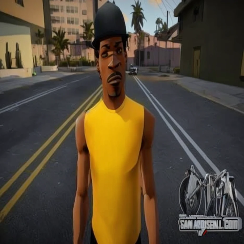 a man in a yellow shirt and black hat walking down a street, in gta san andreas, gta character, as a character from gtav, as the protagonist of gta 5, in gta vice city, gta san andreas, neymar in gta v, drake in gta v, in gta v, snoop dogg in gta v, gta style, jesse pinkman in gta v