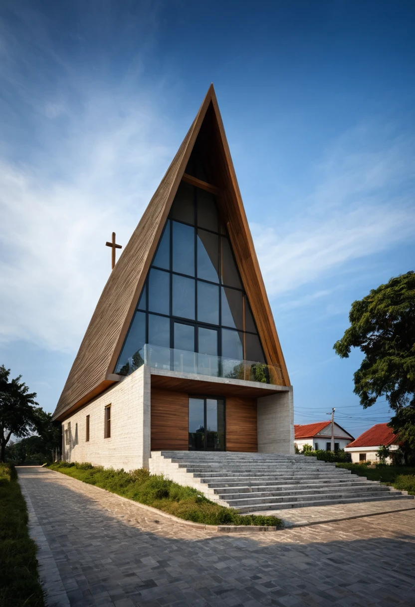 raw photo, best quality, ultra realistic, masterpiece, best quality skin, photography hd, dslr,
tcs, httlvn, modern church, road, people, house, facade design, outdoors, church,