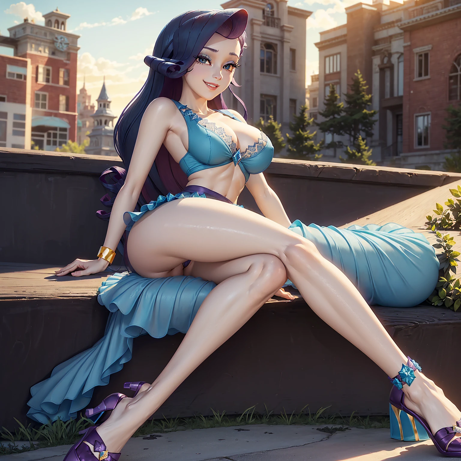 (((beautiful female body))),(((rarity as a sweet charming hot seductive horny girl))) ,(((sit on fluffy pillow next to street wide spread legs suspended legs)))),(((landscape in background))),(((lewd and erotic posing))), (((happy wicked smile))) ,(((wear light blue sheer lace transparent see through very short prom dress))) ,(((((cover vagina by hand))))), (((upskirt view))) , breasts are visible , (((wear high heels))) , (((golden bracelets))),(((jewels))) , (((perfect big breasts))) , lush breasts , Bulky Breasts , voluminous breasts , eye contact, high quality , detailed , wallpaper , realistic , feet are visible ,(((look at to viewer))),(((bare belly))),(((side close view)))