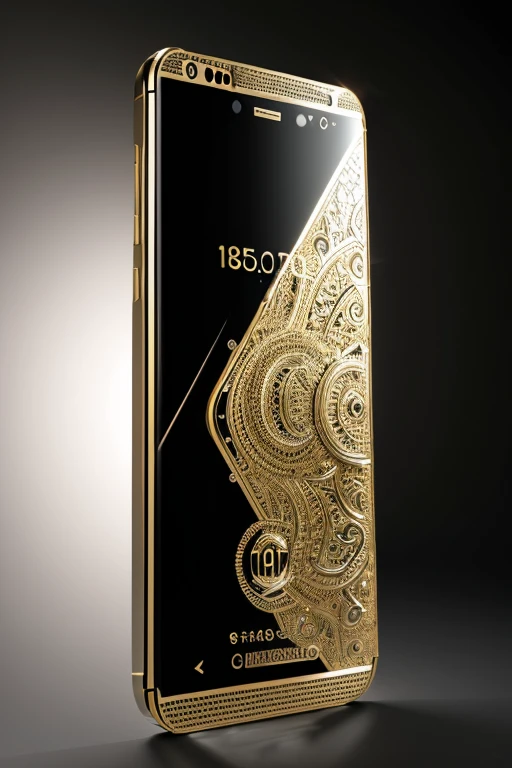 a giant luxury cellphone, highly detailed, hyper realistic, 8K, 3D model, photorealistic, perfectly lit, studio lighting, intricate details, glossy surface, metallic finish, elegant design, expensive looking, premium materials, glass screen, chrome accents, angular form, futuristic aesthetic, cinematic angles, dramatic lighting, reflective textures, clean composition, high-end technology