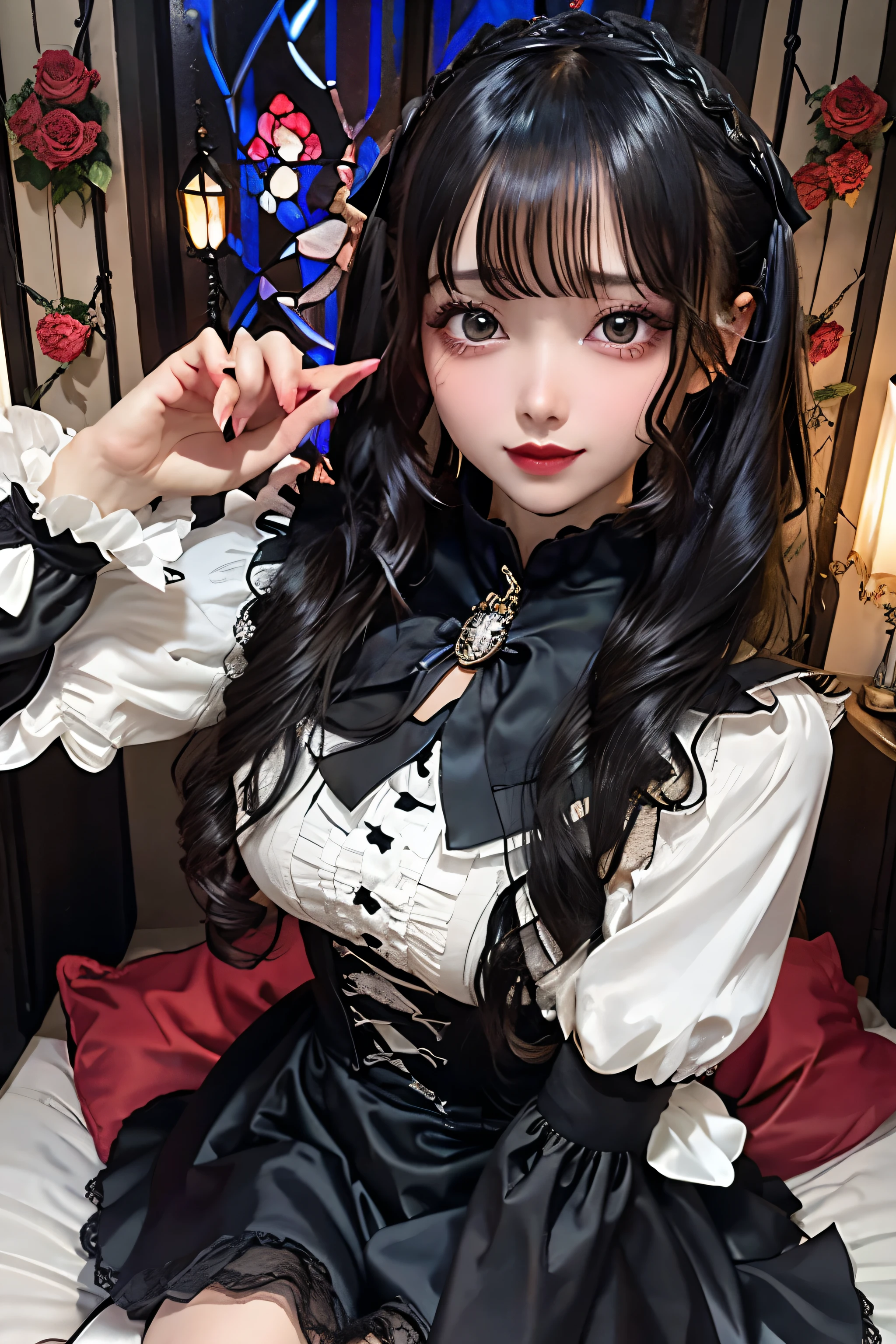 Hard Dark Gothic Makeup、Black dark eyeshadow、sad、Good skin radiance、Dark Gothicメイク、Dark smile、palace、The beauty of fragrance、24-years-old、Expression of intense sexual pleasure、Embarrassed look、Dark Gothic、Highest quality、Expression of sexual pleasure amid suffering、Drunk face、紫のMaid clotheysterious、Noble、sexy、Loving smile、Twin tail hair、Right blue eye, Left eye is red、Super tempting pose、Platform Heel Shoes、Heavy makeup、Gothic Lolita clothes、Silver Hair、Long Hair Straight Hair、Cute Gothic Lolita Dress、Beautiful Face、elegant features、Attractive face、Stained glass is the background、Chest glistening with sweat、The room is dark、goth long dress、Bell Sleeves、Wizard Sleeve、Decadent look、Sexually excited expression、Glossy thighs wet with water、Thighs that are wet and shiny with oil、Background of a room full of roses、sad expression、Rose Maiden、The embroidery is pink、The dress has pink embroidery.、Thigh-high socks、Knee-high socks、Gentle expression、Dark black eyeshadow、Stained glass and rose background、thighs are a little thin、Female Duo、Female couple、dark church background、Stained glass、Black metal world、Dark Castle、Dark Room、Slender body、gothic long dress、Victorian dress、Small breasts、Hold the wine in your right hand、Hold the lantern in your left hand、pantyhose、The bed is covered with roses、Her thighs are shining with sweat、My body is wet and shiny、Lots of glitter on the thighs、sweating、My thighs are sticky from sweating、Sweat glistening on my thighs, The whole body is sweaty and shiny、I sweated a lot.、My thighs are sweaty、My thighs are wet、My thighs are shining with sweat、A lot of sweat glistening all over the body、Slender body、Put your head on the pillow、Sleeping on a bed、Beautiful legs、Sleep with your legs stretched、Lying in bed、