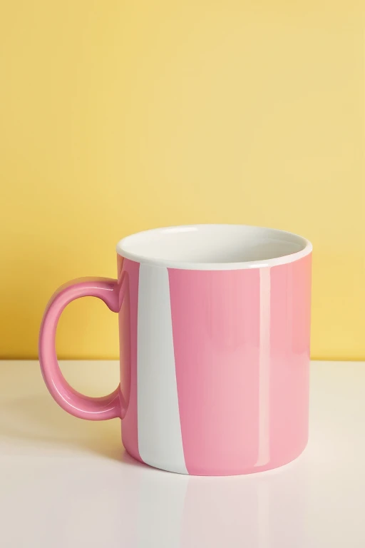 Mug rain with yellow and pink background 

