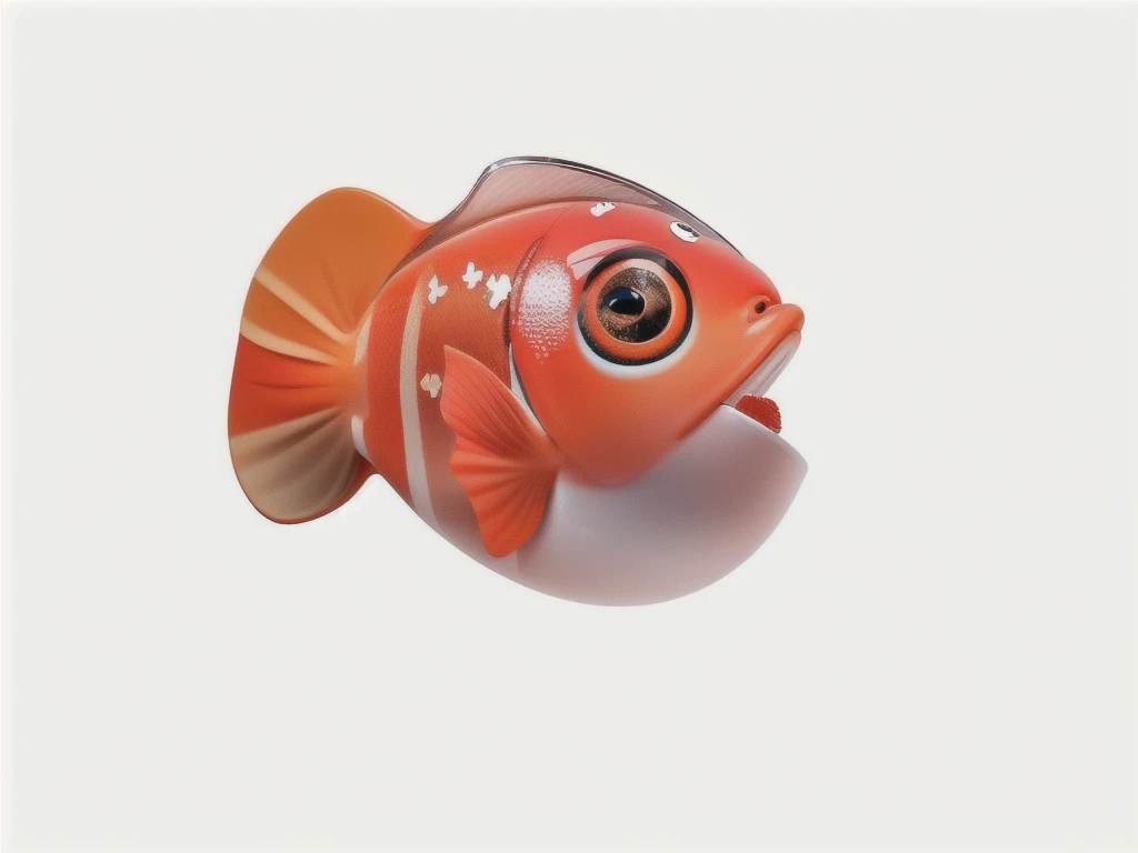 Cute fish,fish with open mouth,There is a toy fish sitting in the cup, Orange head,Fish ball mouth, plastic toys, fish face, Fish mirror, Cute fish, Clownfish, kids toys, large fish eyes, product photo,4K,8K,Ultra-HD Rendering,Ultra-detailed rendering,3D Rendering