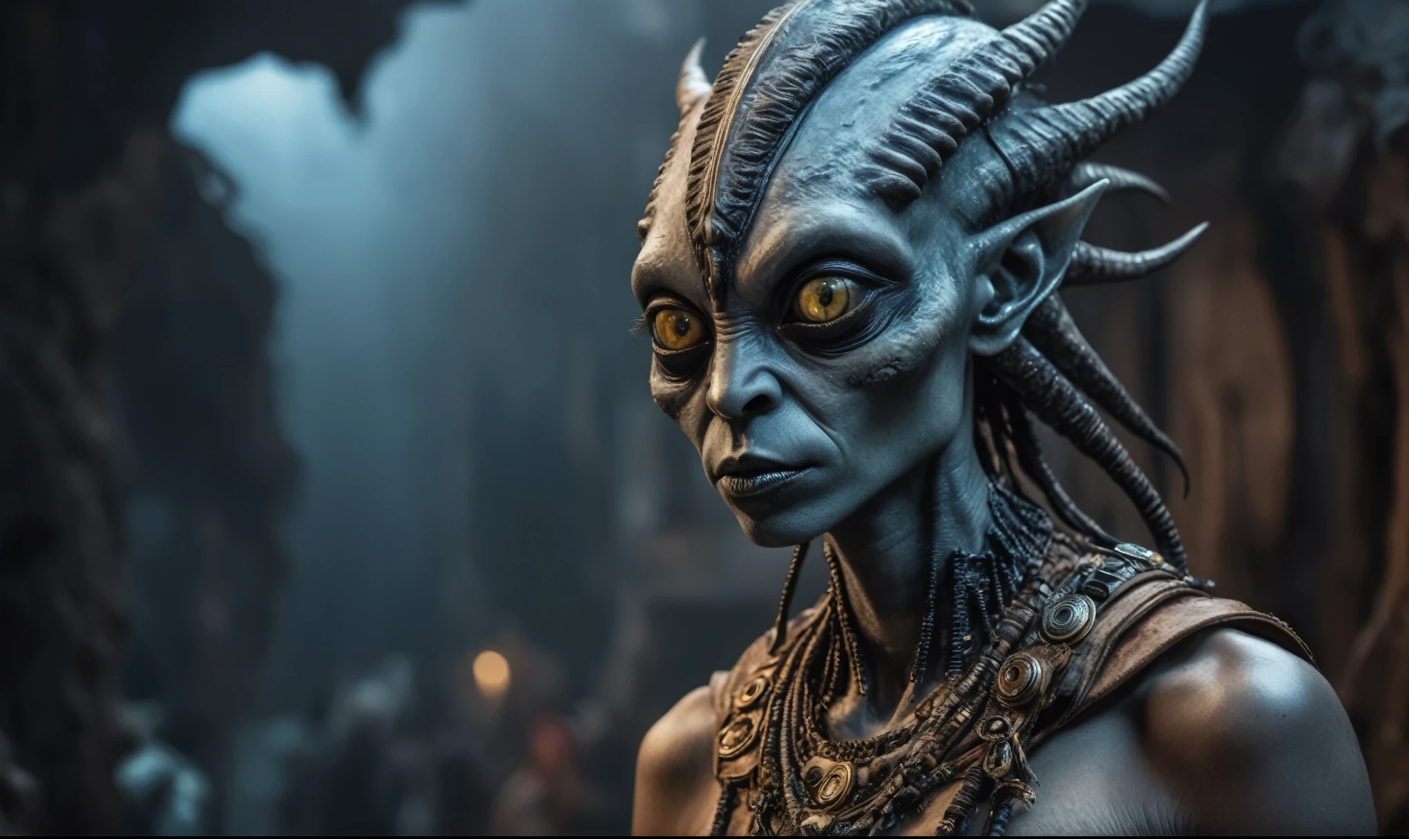 full body length shot,nerd graphite  Alien Entity,native africa slave ,nowadays azctec central city,Cinematic,soft colors, Technicolor,natural skin textures, hyper realism, hyper detailed,Extremely detailed,High contrast,Masterpiece,Realistic,Ultra Detailed, intricate details,realistic humid leather,extremely intricate details,Epic Realistic, cinematic style, irina yermolova,high contrast,hdr,extremely detailed, [deep night landscape],masterpiece, intricate details, eyes extremely detailed, high detailed eyes,8k resolution,retina, Nikon Z9,Korea,orc,Egypt, Pisces, transition between two art styles, Double contact, X-ray, Creative, vivid light, fantasy, Abstract, Surrealism, super detailed, high resolution,insanity national folk wear,skin  almost translucent, gothic elements, further emphasizing its dark air,Mestichino,Light particles,chaos,starfish's leather
